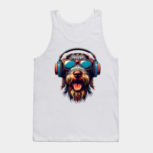 Wirehaired Pointing Griffon Smiling DJ in Japanese Art Tank Top